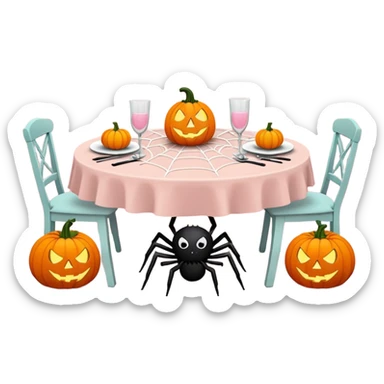 pastel pink halloween table setup sticker