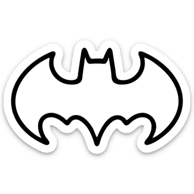 Batman icon, flat design, monochrome, easily recognizable bat symbol sticker