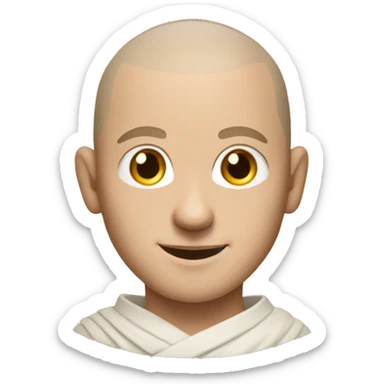 Happy white male human monk with a buzzcut sticker