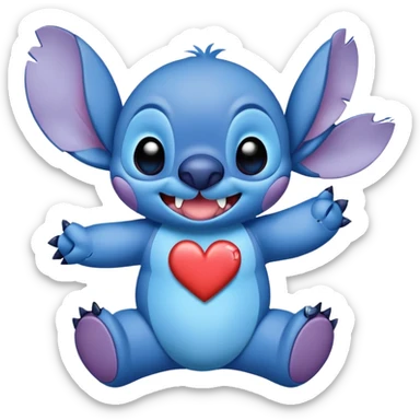 Stich con un corazón diciendo hola bombón sticker