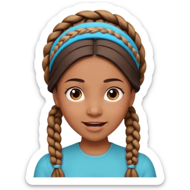 big lose braids starting from the top of the head woman face wiith big visible braids and mono color headband on head excited face and braids as big as headband sticker