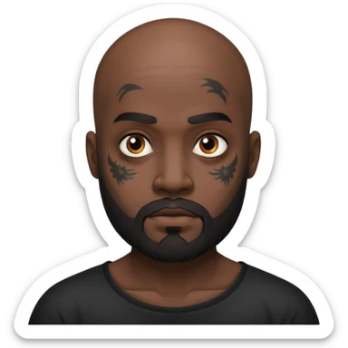 bald bearded man with black face tattoo sticker