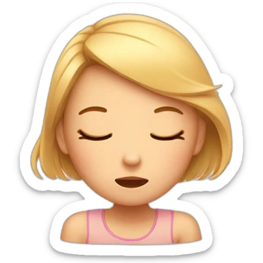 Girl with closed eyes opening mouth and stretching toung out sticker