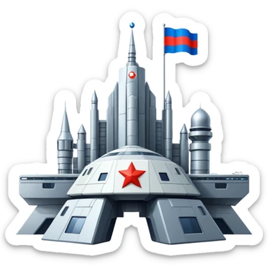 Enormous Russian space fortress with flag-inspired design elements sticker