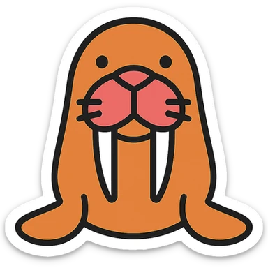 walrus, lineal color icon with black outlines, simple and modern sticker