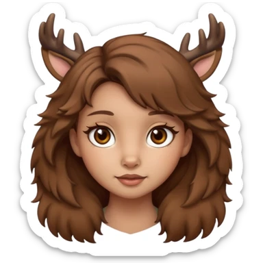 Make a cute girl deer with brown hair and brown eyes sticker