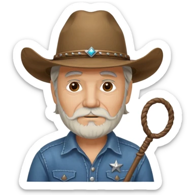 Give this emoji 🤠 a whip make it an old white guy with a whip  sticker
