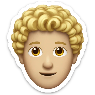 White man with brown eyes and blond curly hair sticker