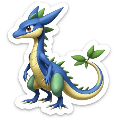 Shiny Aural Inteleon-Sceptile-Greninja-Fakémon-fusion (full body) sticker