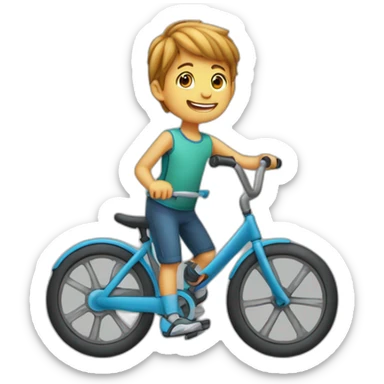 Un enfant qui fait du vélo poursuivi par un aliène sticker