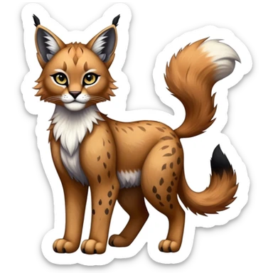 Vibrant dark edgy gothic Falvie-Fionbri-Bobcat-Caracal-creature-sparkle-feline-fursona, full body sticker