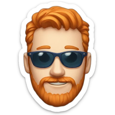 twitch gamer streamer, long face, ginger, blue sunglasses glasses, small goattee sticker