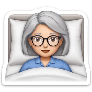 Curvy intimate gray hair glasses sfw on bed sticker