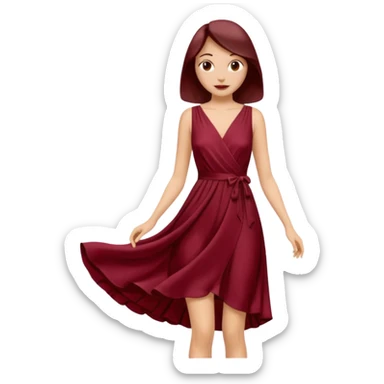 create a burgundury dress just the dress. make it knee lenght sticker