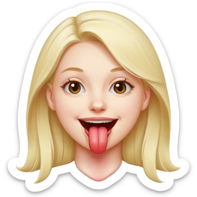 Girl smiling with tongue sticking out creepily  sticker