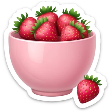 Pale pink bowl of heart-shaped strawberries sticker