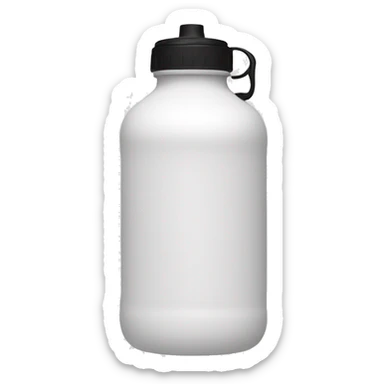 white water bottle with "white lid", white silicone flexible half circle handle strap sticker