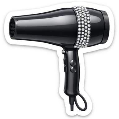 black blow dryer covered in diamonds sticker