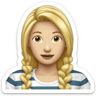 blond woman long hair stripy t-shirt sticker