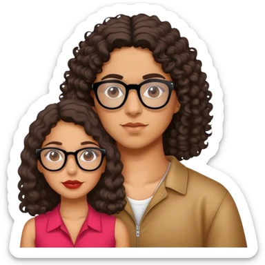 Bad bunny marrying a Latina woman with glasses and shoulder length curly hair sticker