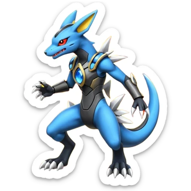 Edgy futuristic Zeraora-Salandit-Lucario-fusion sticker