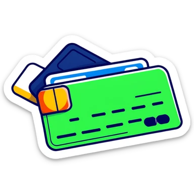 sticker style payment method icons: credit card, cash, phone sticker