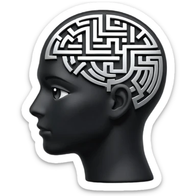 silhouette of a head with a maze inside sticker