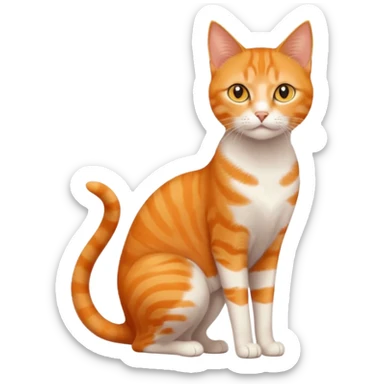 full body orange domestic shorthair slim cat with yellow/orange eyes  sticker