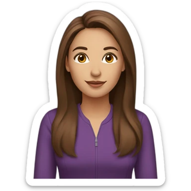 woman strategic planner with purple pull over without glasses, brown and long hair sticker