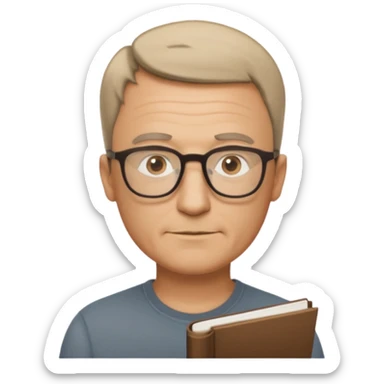 hombre, 50 años pelo poco rapado delgado con gafas de lectura sticker