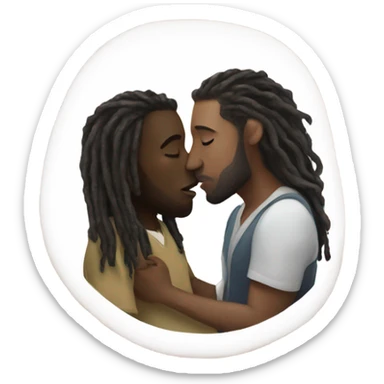 Black man with dreads kissing pregnant white skinned man with brown hair. sticker