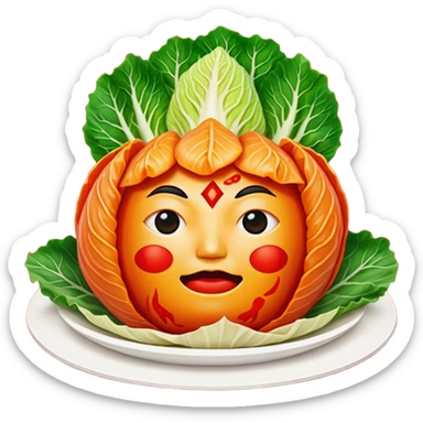 kimchi napa cabbage leaves fully marinated in bright red pepper paste, vibrant red, no face sticker