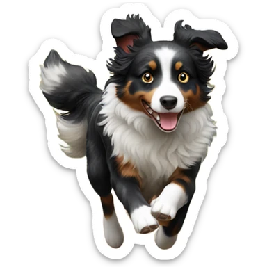 Black marble Australian shepherd running in a field sticker