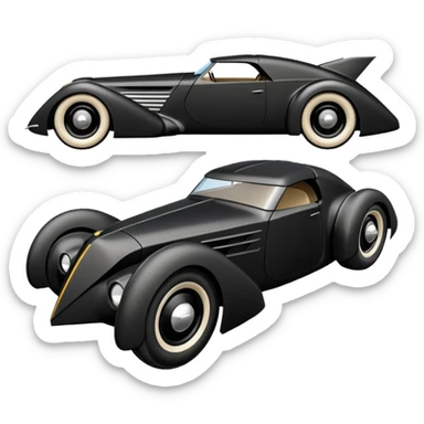  the animated series aerodynamic futuristic Batmobile loosely based on 1936 cord 812 (flat long straight faceted mechanical body) stealthy town hot rod sand buggy  sticker
