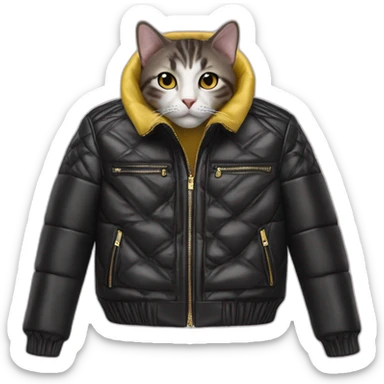 cat in the versace leather down jacket sticker