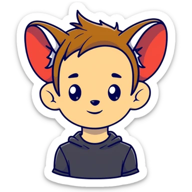 Boy light brown hair skinnny puppy ears sticker
