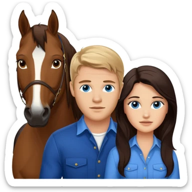  blue eyed trevor donovan with brown eyed danica mckellan and one brown horse sticker