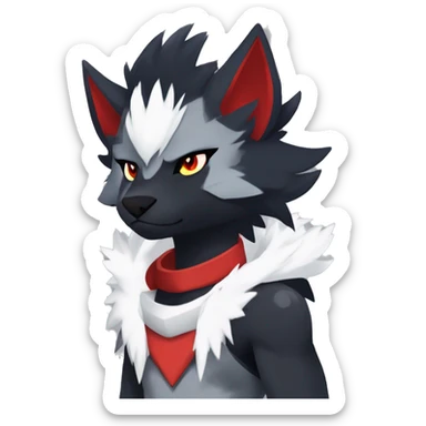 Black Cool Edgy Anthro Quiana Litten Absol Zoroark Zorua Fakémon  with White and Red Edgy markings sticker