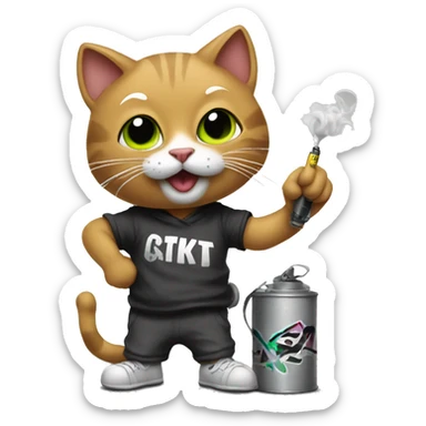 Cat doing graffiti sticker