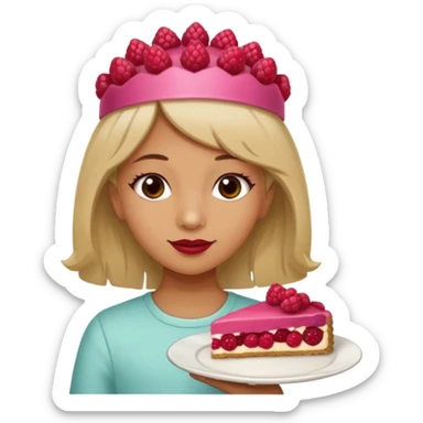 Raspberry torte human full body and legs girl with a raspberry barrette on her head sticker
