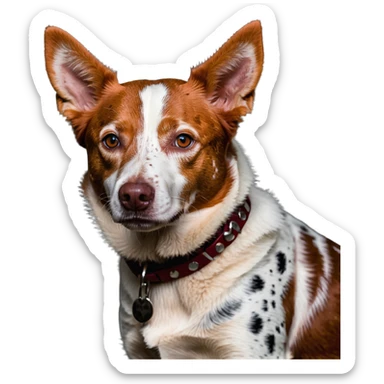 head shot of red heeler cattle dog with distinctive red speckled coat sticker