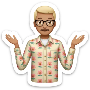 flowered hipster shirt long armed sticker