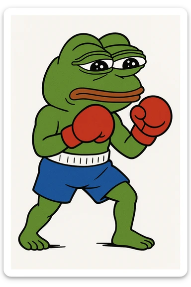 create a pepe boxing, white background sticker