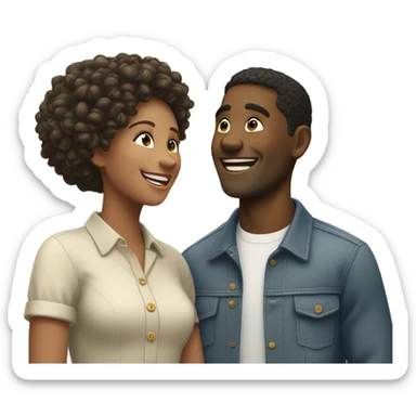 happy interracial couple outdoors sticker