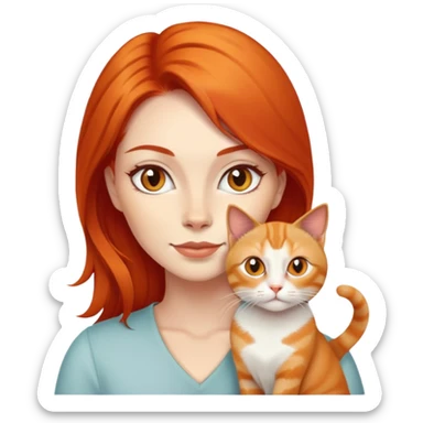 Mulher ruiva com gato laranja e gato siamês  sticker
