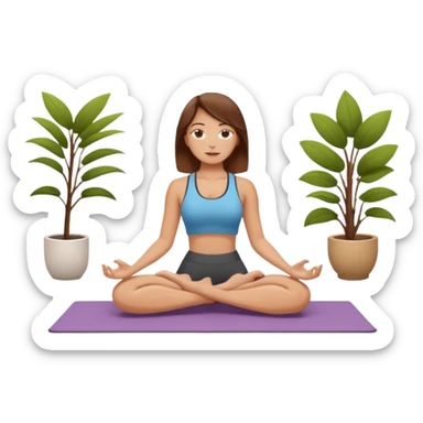 A white girl with brown hair who works remotely and enjoys yoga sticker