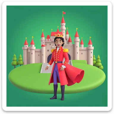 prince in red dress, royal castle background sticker
