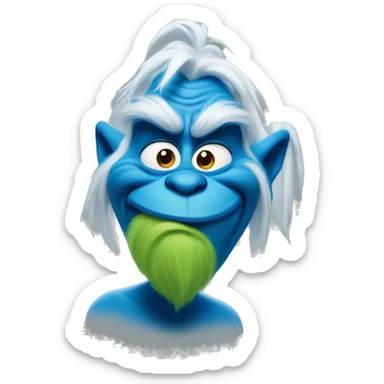 Blue grinch smirking sticker
