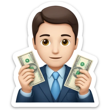 CEO with money in his hands donating to hospital sticker