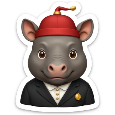 black suited rhino with fes hat sticker